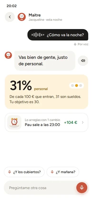 Respuesta de Maitre por voz en la app